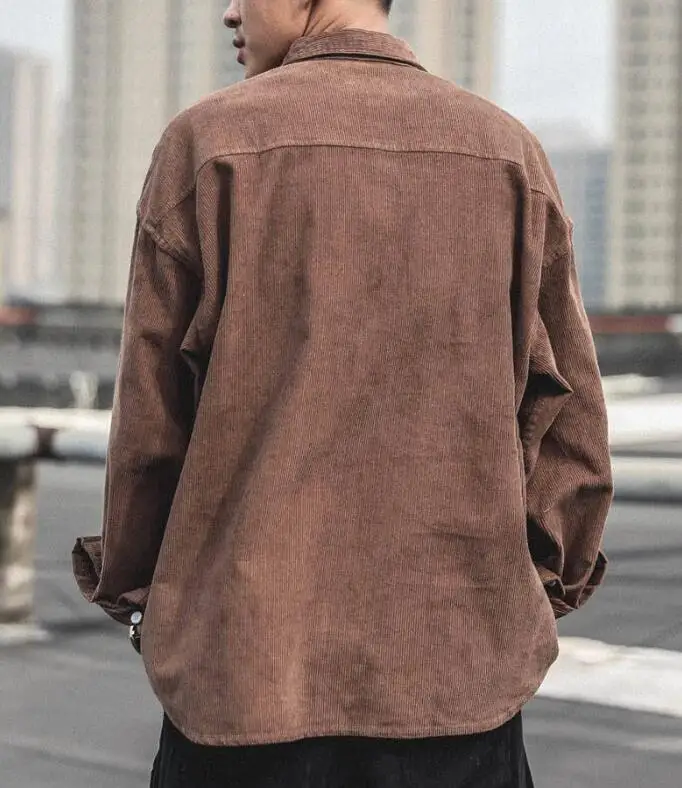 Corduroy Shirt Men's Full-Sleeved Spring Autumn Japanese Trend Shirts Casual Loose Shirt Men's Corduroy Outwear
