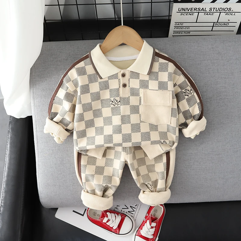 Baby Boy Clothes 0-5T Spring Autumn Fashion Stand Collar Suit Girls Clothing Letter Print Children Clothing Baby Two Piece Se