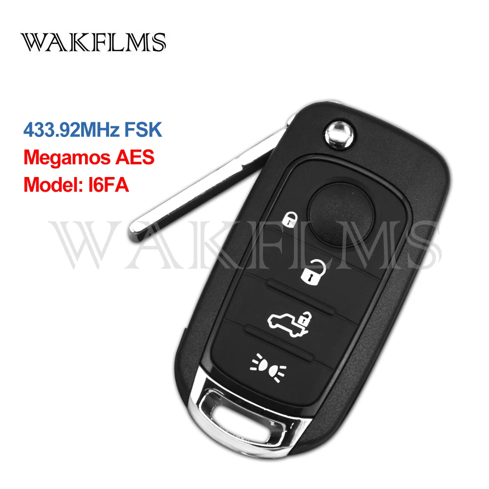 4-кнопочный пульт дистанционного управления для Flip Car Key 433.92 МГц для Fiat 500X Egea Tipo 2016 2017 2018 I6FA модель с чипом Megamos AES.