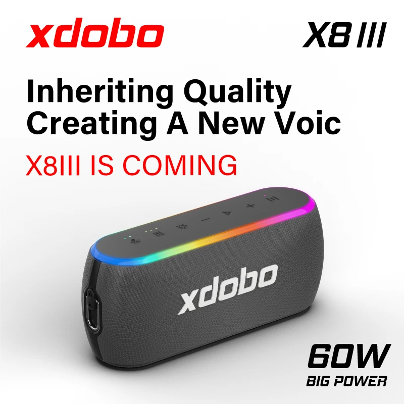 

Xdobo X8III 60W Power Wireless Bluetooth Speakers Outdoor Portable Column RGB Light Subwoofer 360 Stereo TWS Boom box