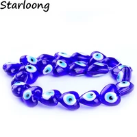 21pcsstring 15mm heart shape blue evil eye beads glazed glass lampwork beads for bracelet necklace diy jewelry making