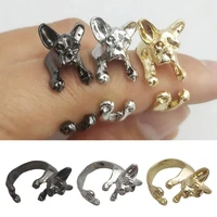 finger ring exquisite shape vivid color alloy vintage french bulldog ring wedding band for lady