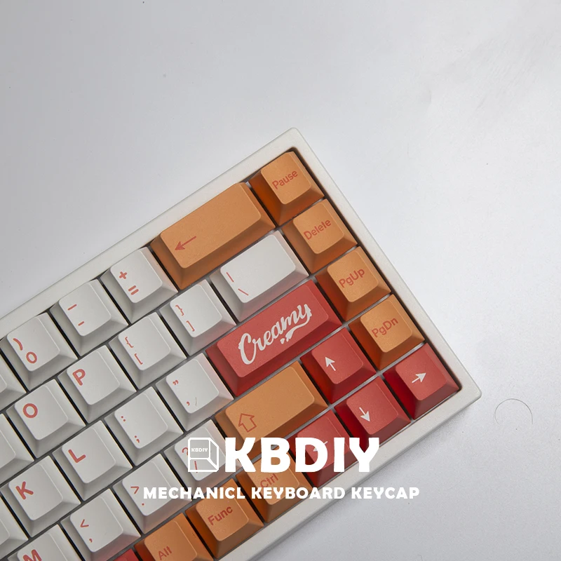 Фото KBDiy GMK персик PBT колпачки для клавиш Cherry MX профиль 141 белые механической клавиатуры