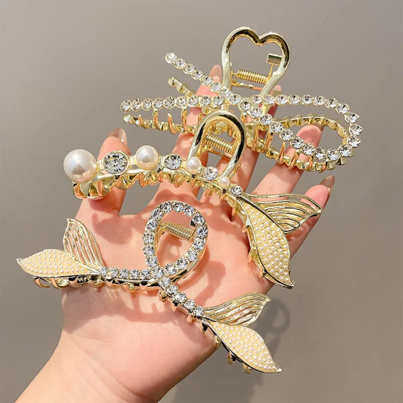 

Netizen 2023 New Pearl Large Hairpin Clamping Clip for Women's Back Brain Spoon Hairpin Headwear Clip for Advanced Shark Clip