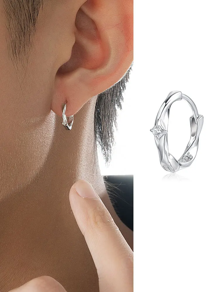 Aci Xicheng стерлингового серебра 925 роскошные серьги Mobius с цирконом мужские