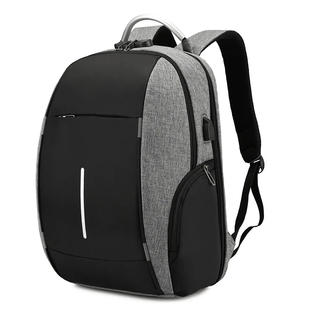 Oxford cloth backpack male USB rechargeable student schoolbag fashion business password anti-theft computer bag