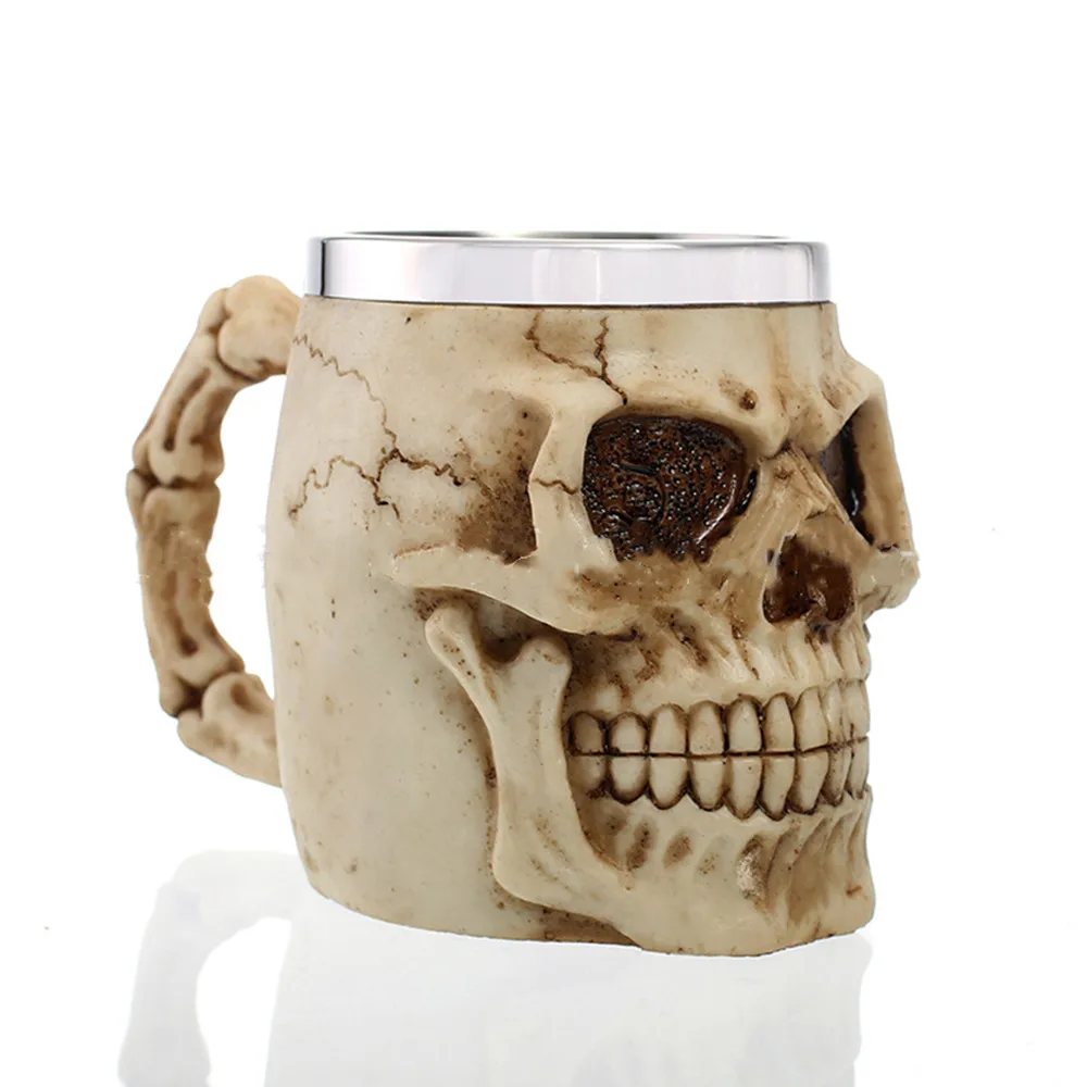 

Tea Cup Creative Resin Stainless Steel Skull Mug 3d Three-dimensional Creative Coffee Cup 301-400ml