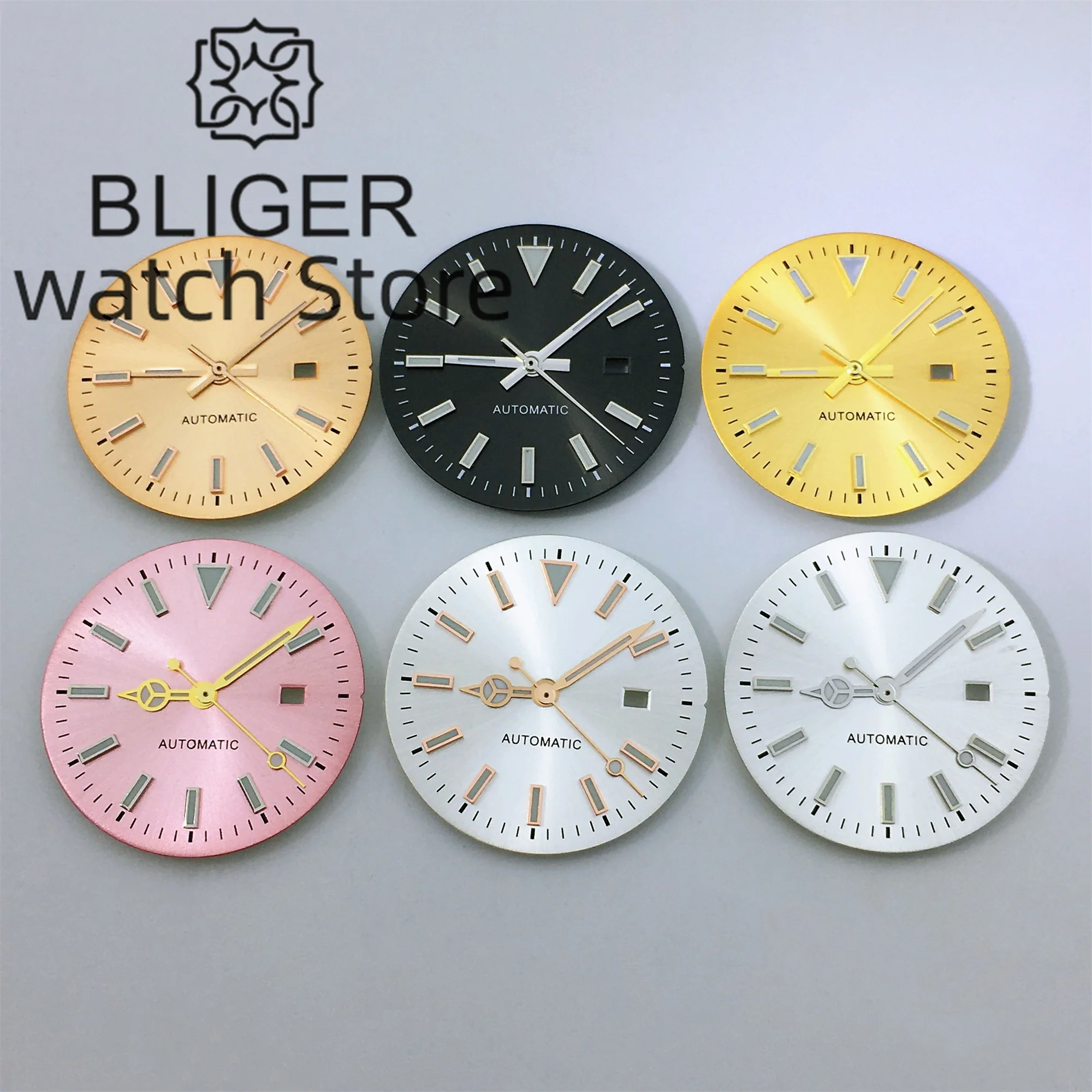 Циферблат для часов BLIGER NH05 24 5 мм с стрелками черный зеленый белый розовый золотой