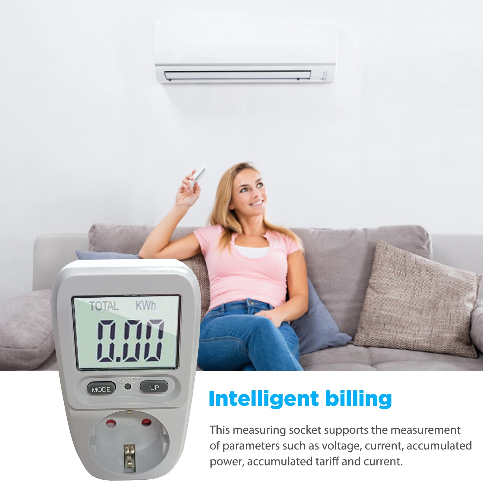 

Billing Sockets with Backlight Multifunctional Smart Billing Instrument Digital Display Electricity Bill Metering Socket