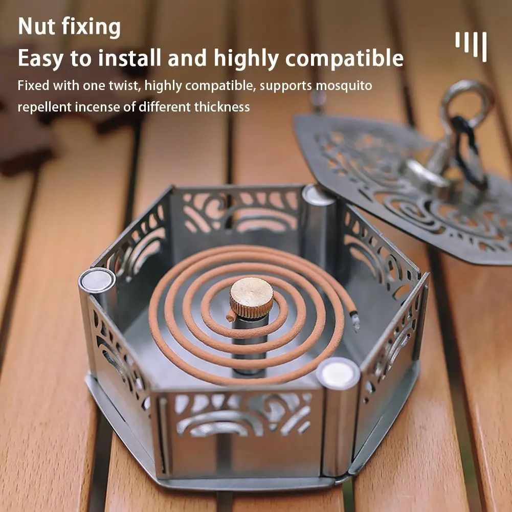 

Sandalwood Rack Portable Mosquito Coils Holder With Cover Repellent Incense Plate Tray Anti-mosquito Outdoor Home Supply new