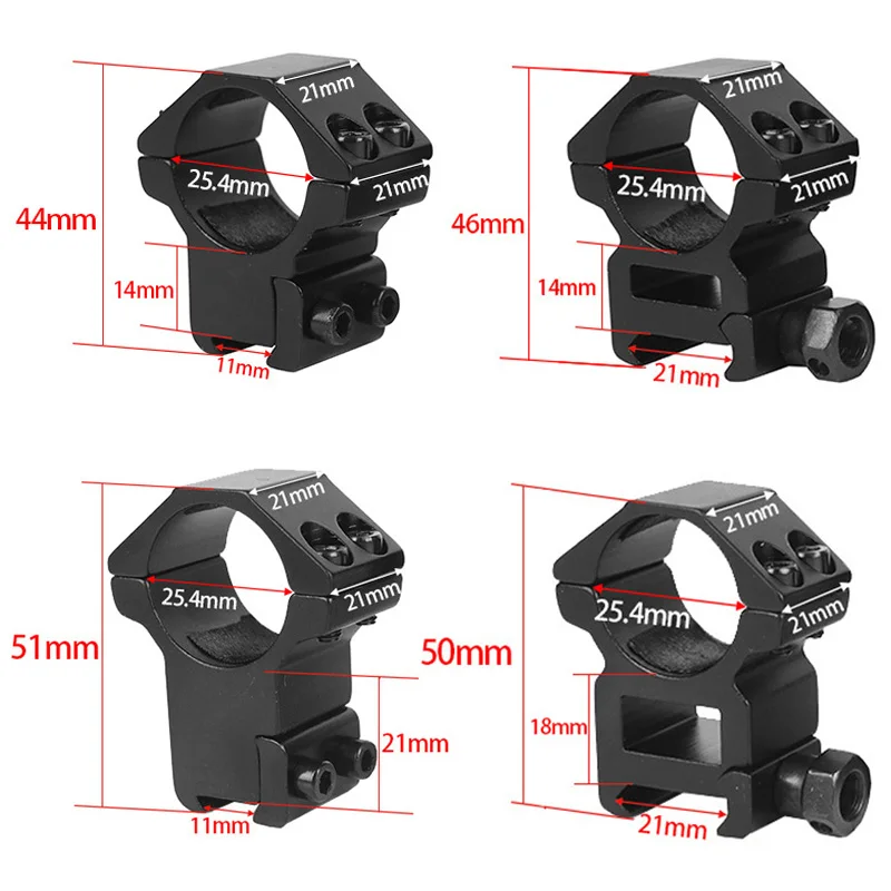 Scope Mounts for 11mm 20mm Picatinny Weaver Rail Scope Tube Dia 25.4mm 30mm Ring Mounting for Riflescope Flashlight Accessories images - 6