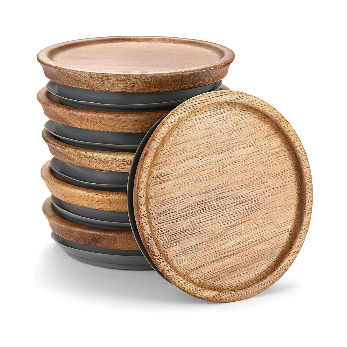 

Деревянные крышки для хранения с широким горлышком для банок/каменщиков/кераров, натуральное дерево акации, пищевой материал для банок с широким горлышком