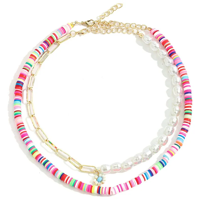 

Multilayer Artificial Pearl Shell Pendant Necklace for Women Summer Beach Beads Clavicle Chain Collier Femme Trendy Jewelry