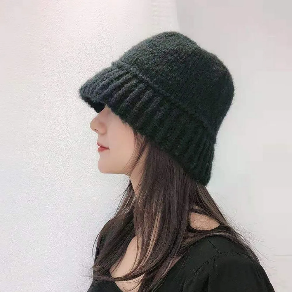 Autumn And Winter Female Bucket Hats Women Knitted Cap Woolen Thread 54-60cm New In Bob 2022 Fashion Solid Color YF0144