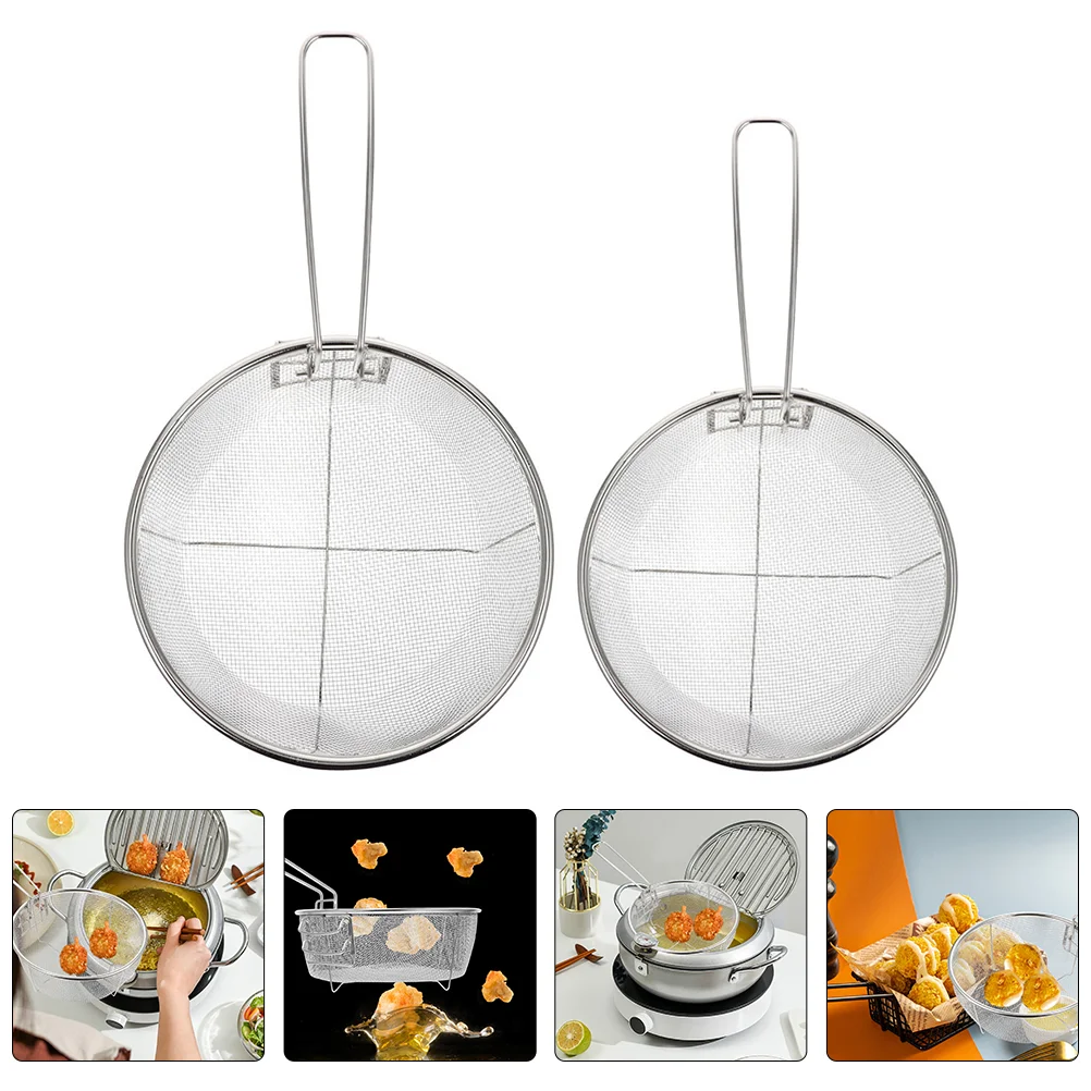 

Basket Fryer Fry Frying French Wire Fries Strainer Serving Stainless Steel Holder Deep Net Chips Fried Baskets Round Mesh Handle