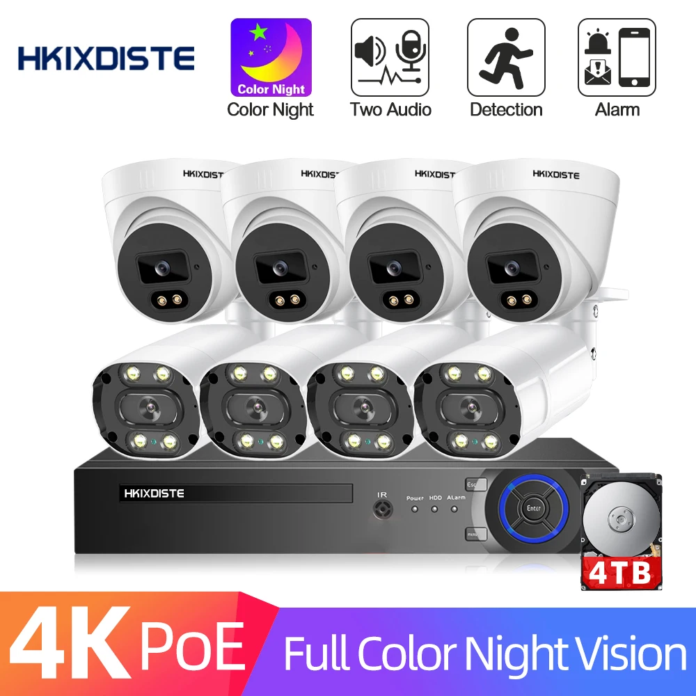 

H.265+ 8CH 4K POE NVR Kit Audio CCTV System 8.0MP Dome IP Camera Motion Detection P2P Indoor/Outdoor Video Surveillance Set