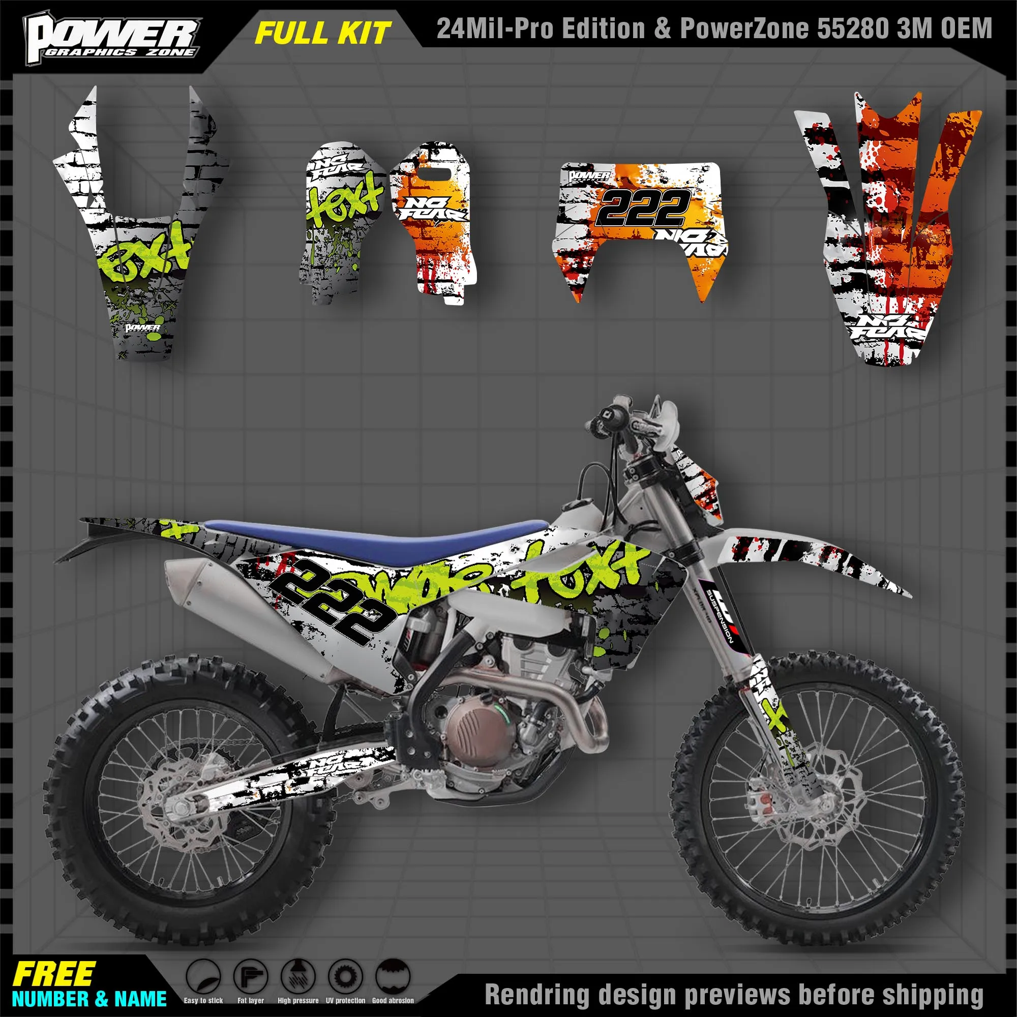 

PowerZone Custom Team Graphics Decals 3M Stickers Kit For Husqvarna Sticker 2016-18 TC FC TX FX FS 2017-19 TE FE 125-450cc 54