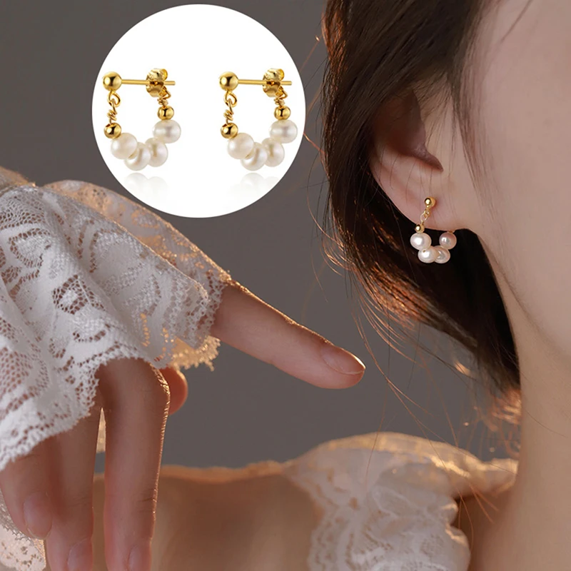 

1Pair Retro Baroque Pearls Dangle Earrings For Women Elegant Korean Simple Jewelry Wedding party Accessories