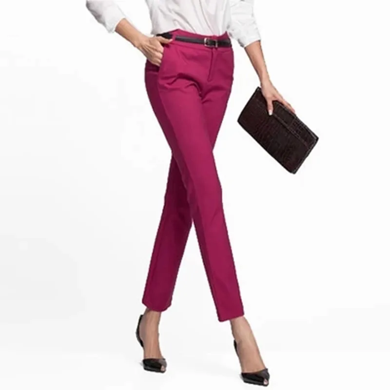 Casual Cotton Formal Office Trousers Women Spring Work Wear Pencil Pants Oversized 4XL Slim Pants Femal Elastic Pantalones Mujer