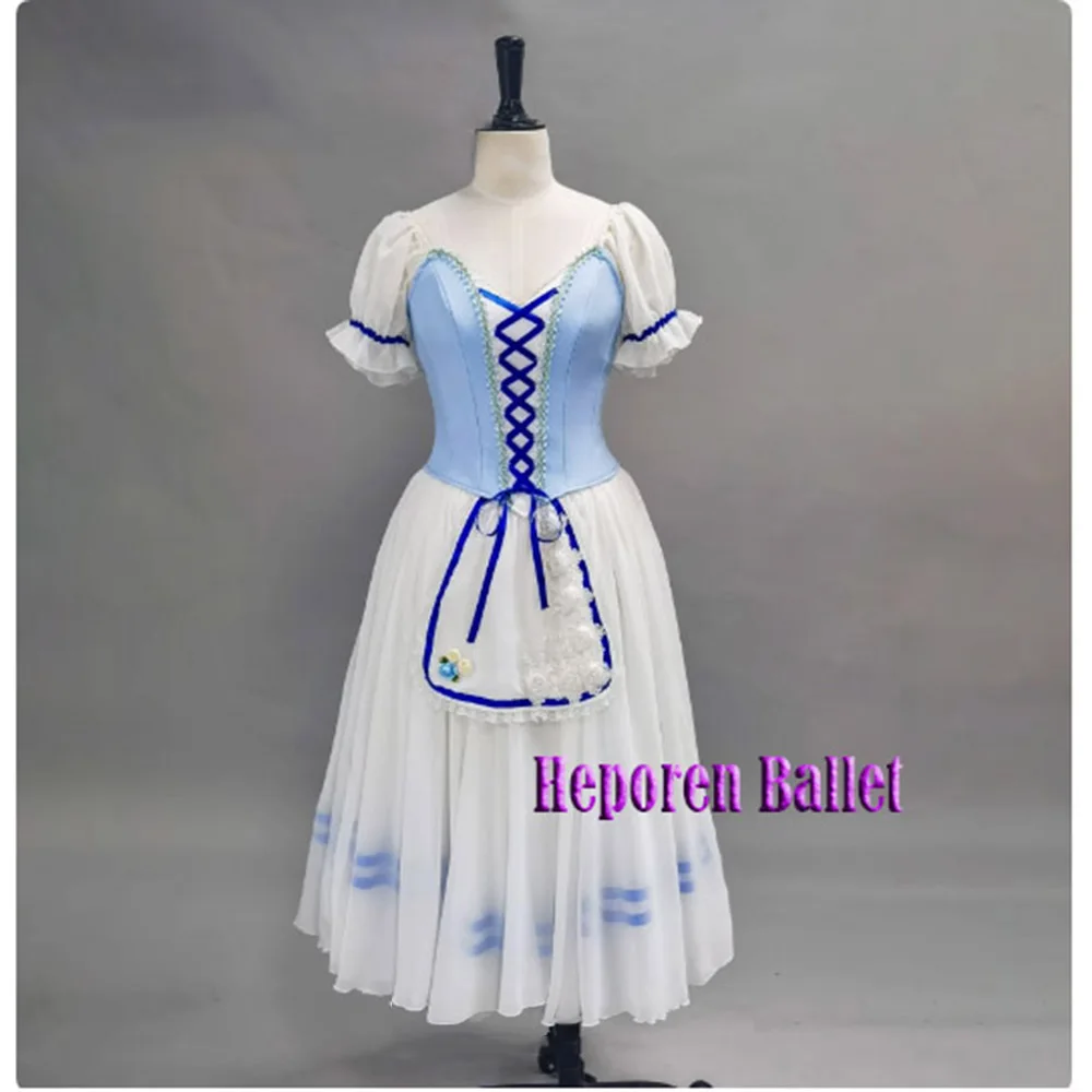 Профессиональное голубое длинное романтическое балетное платье Gebeiliya