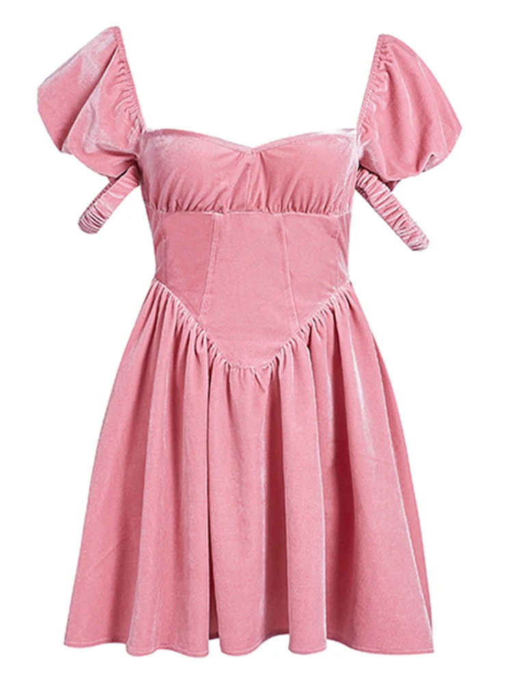 Lautaro персиково-розовое эластичное зеленое бархатное мини-платье для женщин с