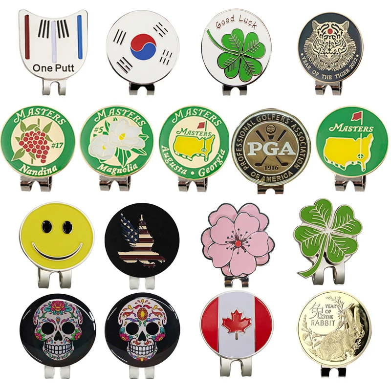 Marker Golf Hat Clip Magnetic Various Styles One Putt Tiger Skull Follwer Smiling Face Golf Accessories Drop Ship