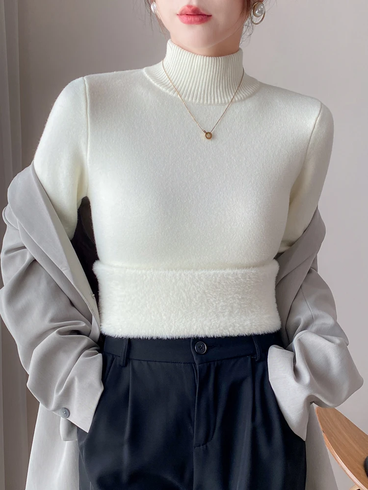 Осень-зима 2024. Женский свитер на флисовой подкладке. Внутренняя одежда больших