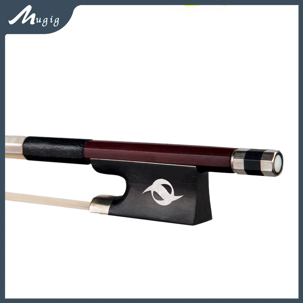 

Mugig 4/4 Brazilwood Violin Bow Brazilwood Octagonal Stick White Mongolia Horsehair Ebony Frog Fiddle Bow