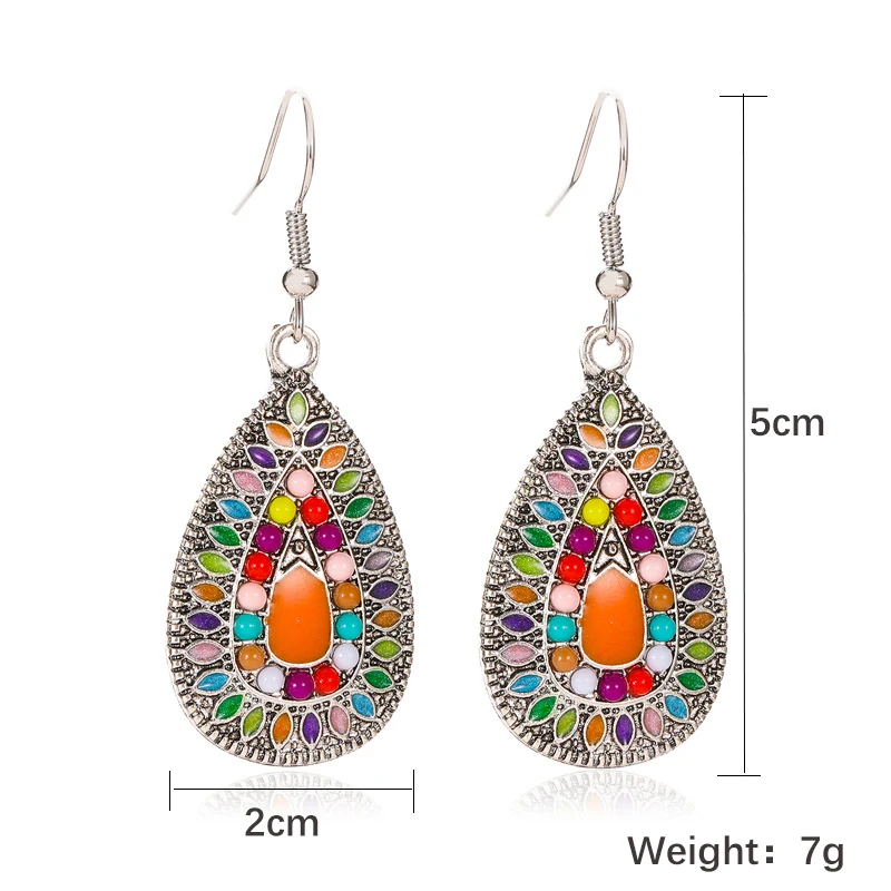 Модные Винтажные висячие серьги для женщин сплав кристаллы этнические бусины