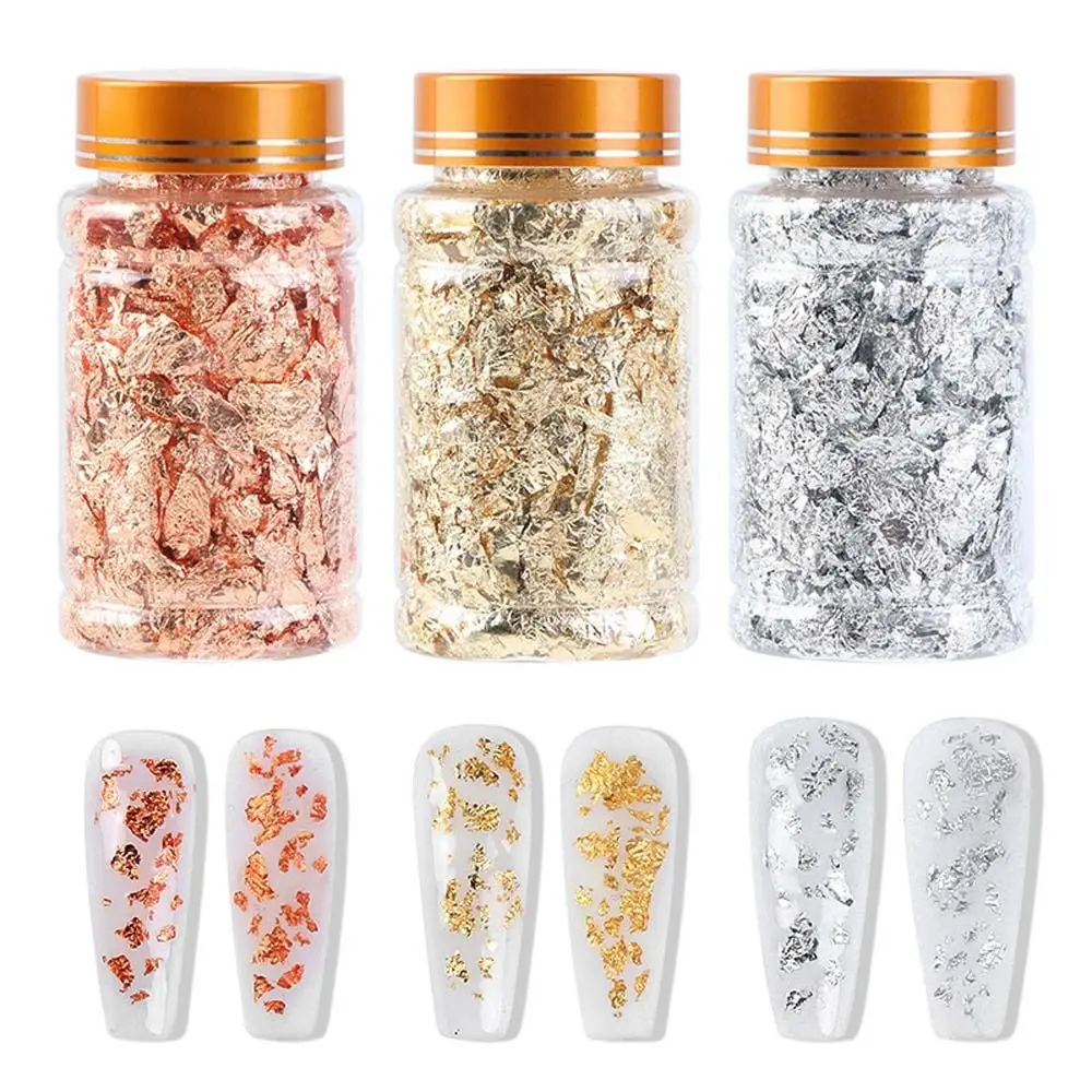 1 Bottle Gold Silver Glitter Nail Foil Paper DIY Magic Effect Sticker Sequins Nail Gel Polish Manicure Nail Art Decorations