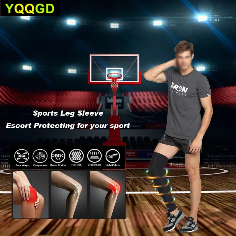 1Pcs Leg Compression Sleeve  Men Youth Basketball Sports Footless Calf Compression Socks Knee Brace Support Helps Arthritis New images - 6