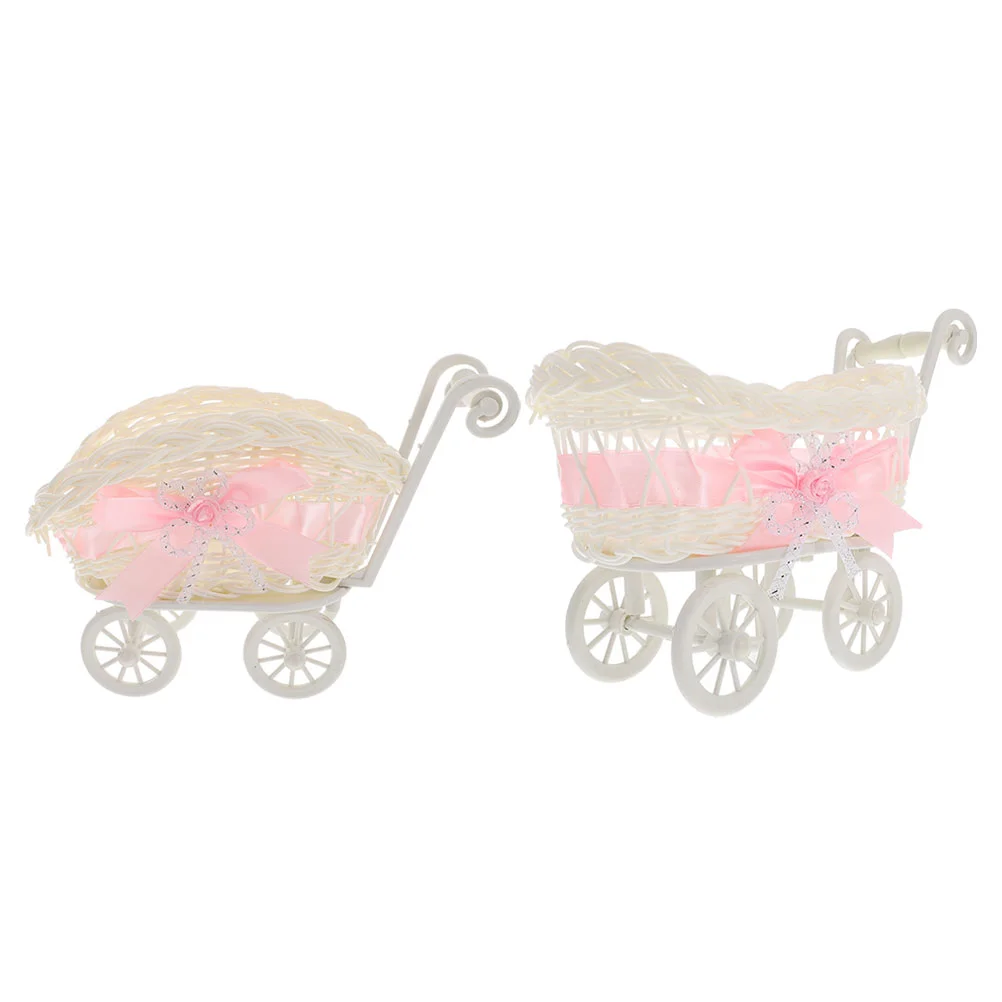 

2 Pcs Wedding Decorations Ceremony Party Woven Baskets Storage Flower Baby Shower Decors Home Use