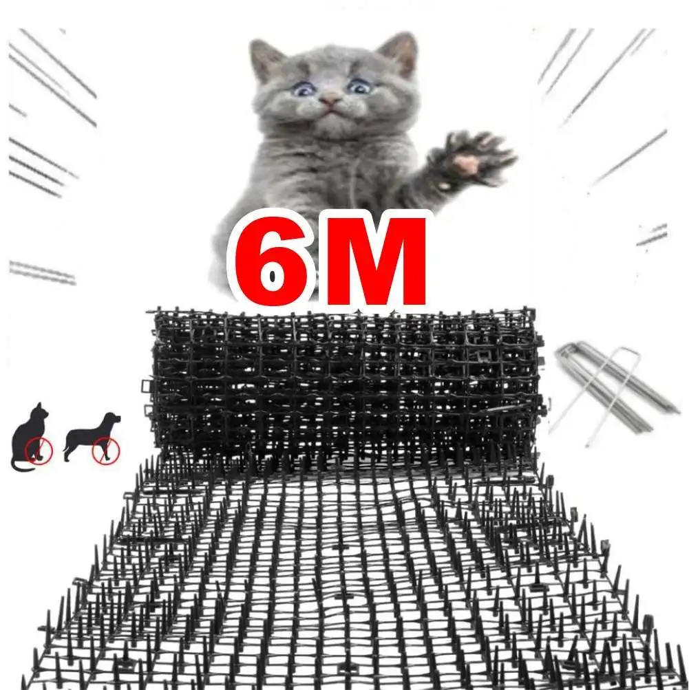 

6M Garden Cat Scat Mat Repellent Mat Anti-Cat With Prickle Strips Spikes Straps Deterrent Keep Cat Dog Away Digging Pet Supply
