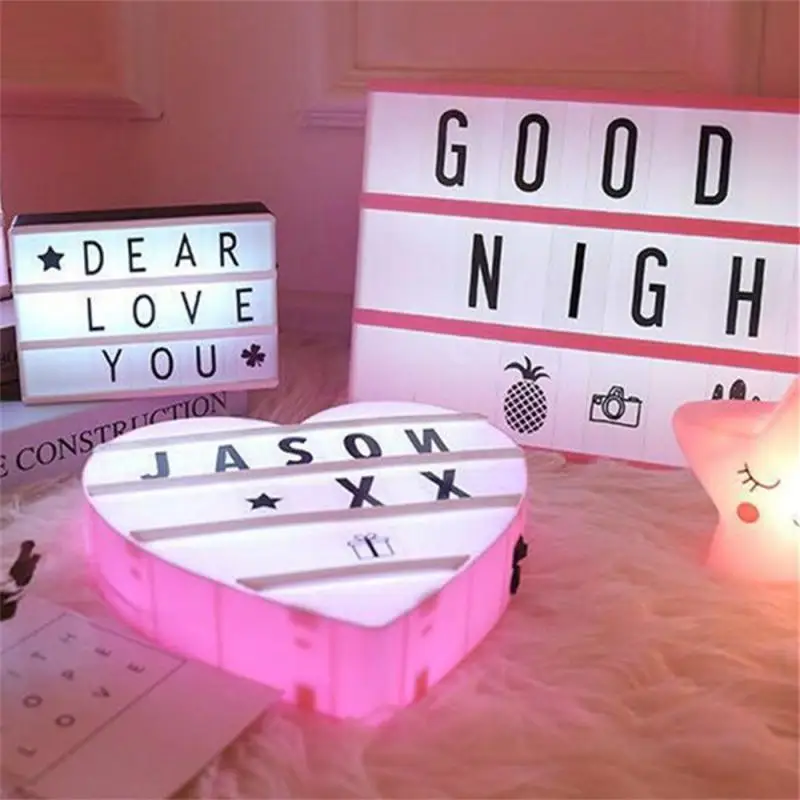 Cinematic LED Porch Light Up Sign Box Light Box Message Board Cinema LED Letter Symbol Cards Home Party Wedding Lamp Decor