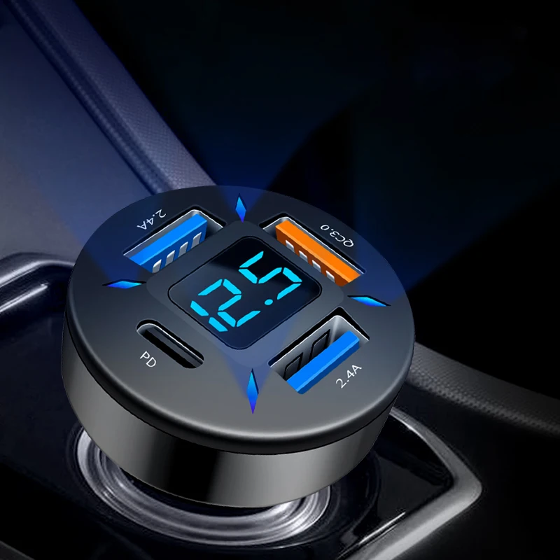 

Автомобильное зарядное устройство с 4 USB-портами, 66 Вт