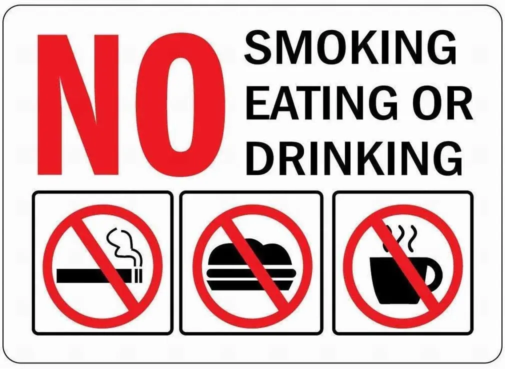 

Wall Sign Plaque Vintage Indoor Pub Outdoor Decor 12x16Inch,No Smokingseating Or Drinking with Symbols,Funny Warning Signs