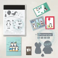 new cute penguin clear stamps and metal cutting dies for decorating diy paper cards scrapbooking album embossing craft die cut