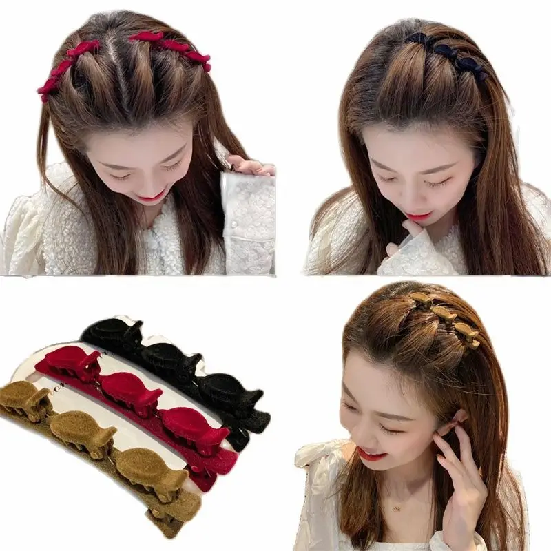 

Зажим для волос на лоб из Флокированной утки, зажим для волос, зажим для волос на лоб, головной убор с боковым зажимом, вязаный женский головн...