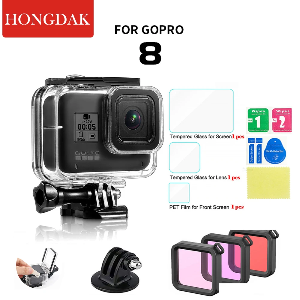 

60M Waterproof Case Protective Cover For Go Pro Pro8 GoPro Hero 8 GoPro8 Black Underwater Diving Housing Accessories
