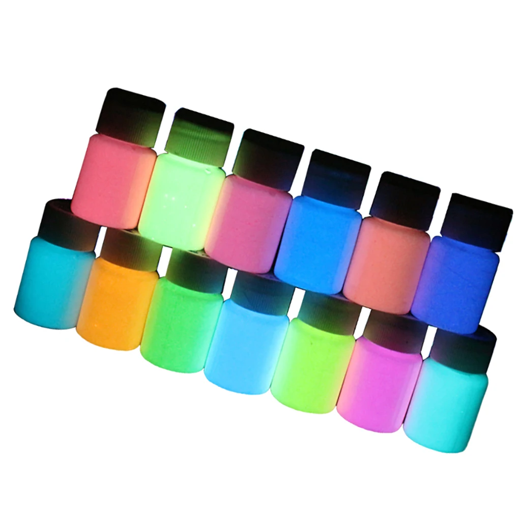 

13 Pieces Glow in The Dark Paint Liquid Self-Luminous Glowing Paints Set Pigment Art Making Decoration Tool Wall Body