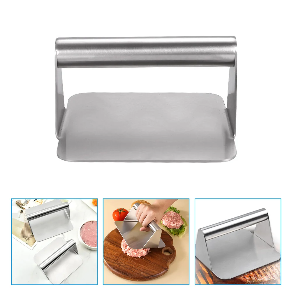 

Stainless Steel Meat Press Presser Grill Flat-top Grills Bacon Kitchen Gadget Bbq Burger Mold Tool Handle
