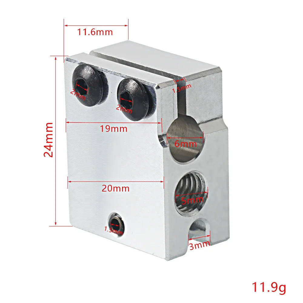 Тепловой блок E3D V5 V6 MK7 MK8 MK2 MK10 Volcano PT100 CR10 2 в 1 из алюминия/латуни для аксессуаров