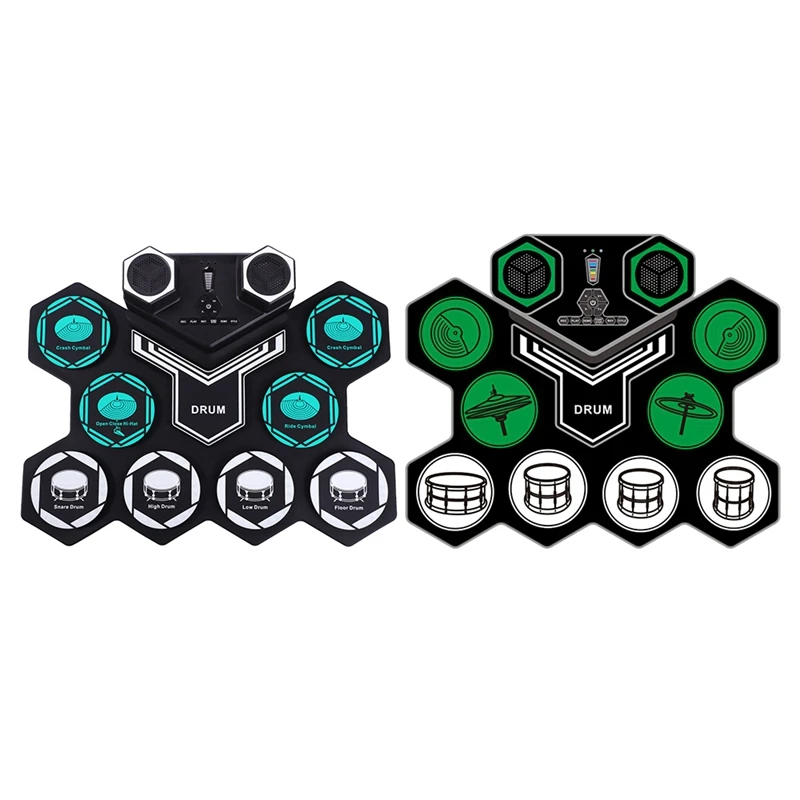

Electronic Drum Set 9 Pads Rollup Practice Drum Set With Builtin Speaker Drum Pedals For Kids Teens And Adults