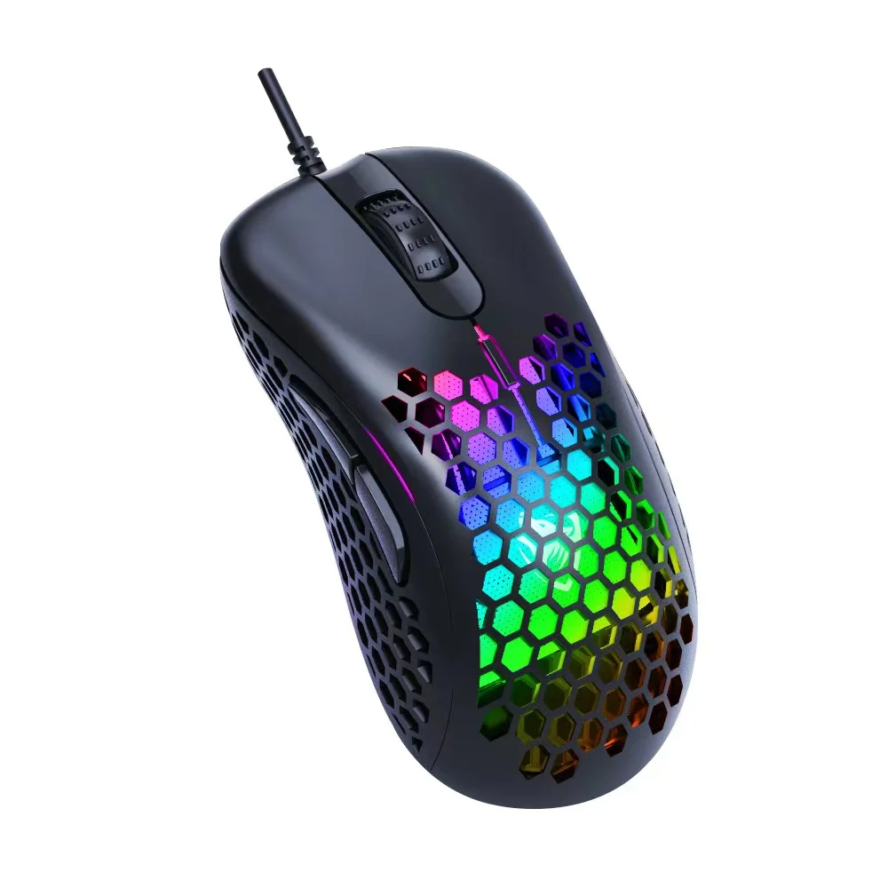 

G540 Plus Model O Wired Gaming Mouse Light Weight RGB Backlit USB Mouse Gamer 6400dpi 6Keys Wired Ergonomic Glowing Gaming Mouse