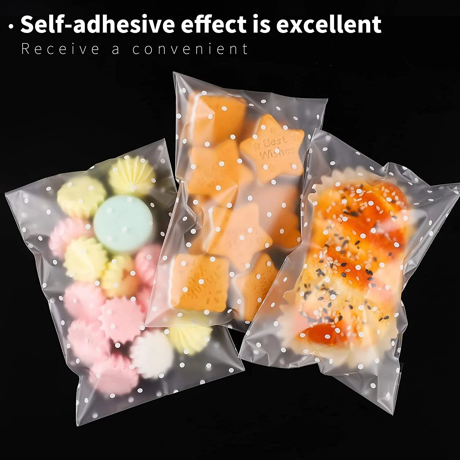 100 шт. пластиковые прозрачные пакеты в горошек