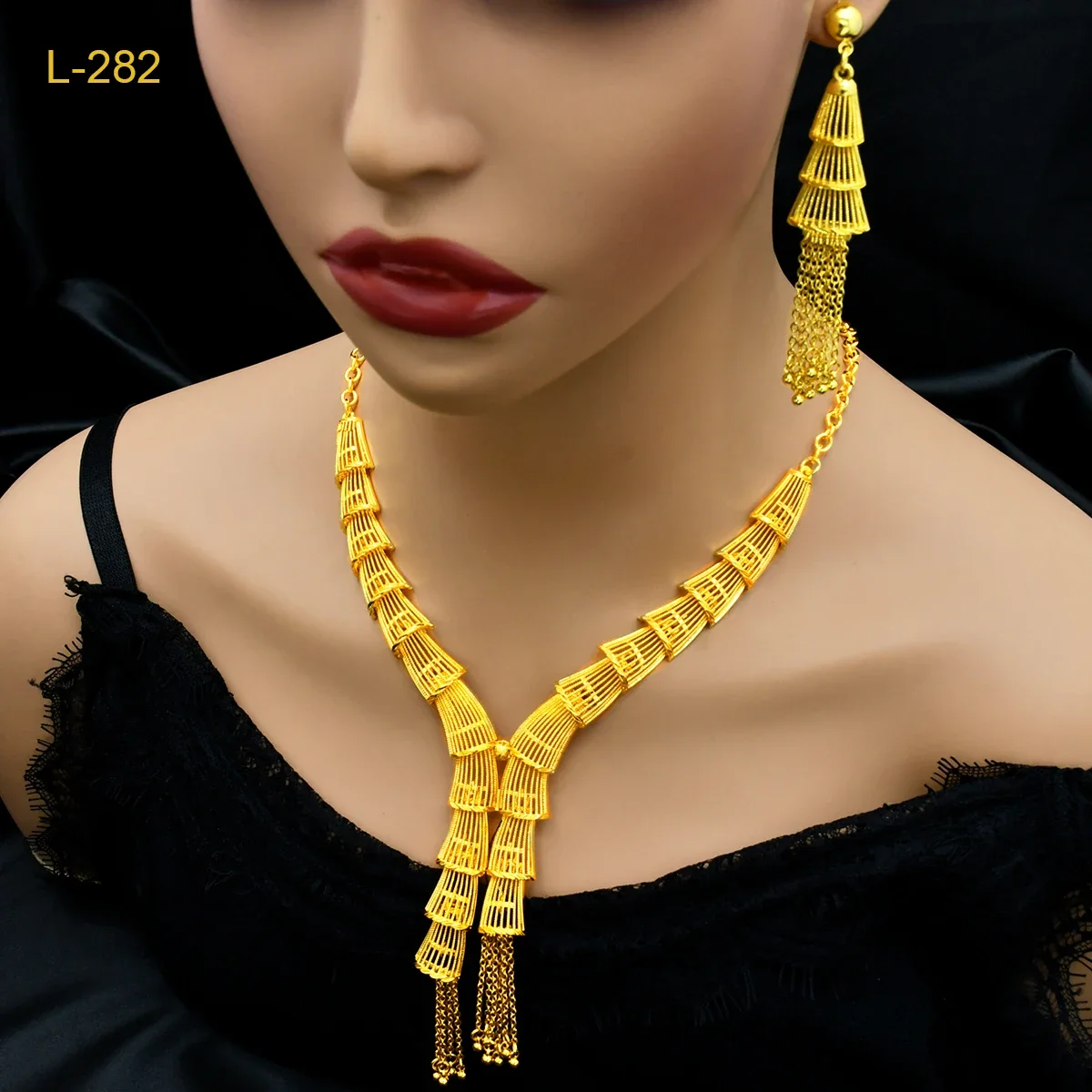 Роскошное Африканское длинное ожерелье с кисточками серьги женский свадебный