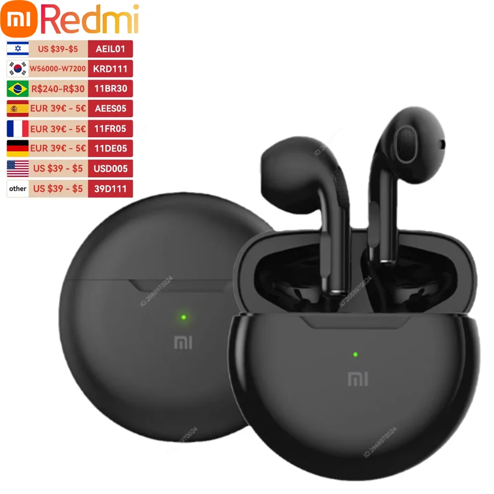 Xiaomi Redmi TWS Беспроводные Bluetooth наушники с сенсорным управлением и микрофоном 9D Hi-Fi