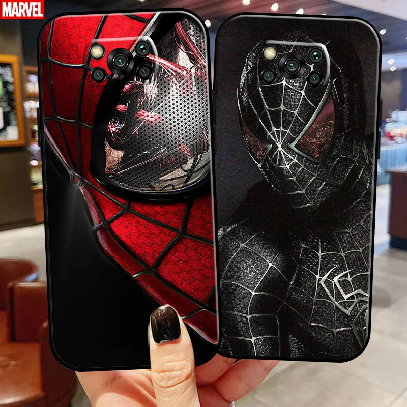 

Marvel Spiderman For Xiaomi Poco X3 Pro NFC GT Phone Case Silicone Cover Liquid Silicon Black Coque Soft