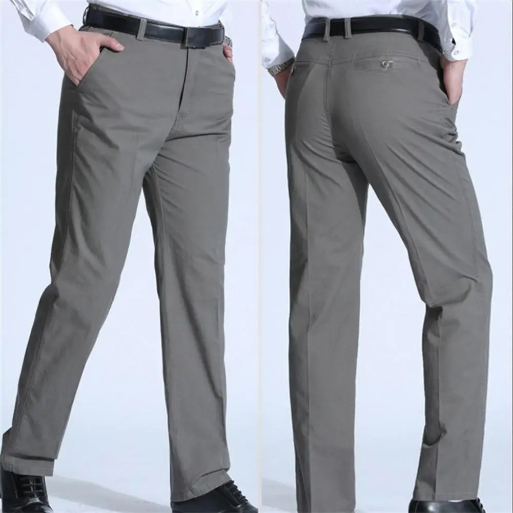 

Spring and Summer Men's Trousers Middle-aged Men Trousers Thin Casual Solid Color Loose Pant High Waist Man Trouser Pant