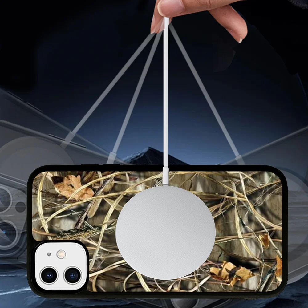 Hunting Camo Phone Case Magesafe Magnetic Wireless Charge For iPhone 16 11 12 13 14 15 Pro Max Plus Mini